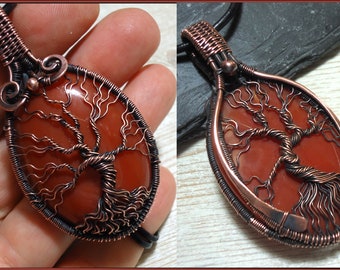 Two-sided Tree of life Agate pendant Wire wrapped copper pendant Amulet Tree Of Life Necklace Anniversary Gift for Wife wrap crystal