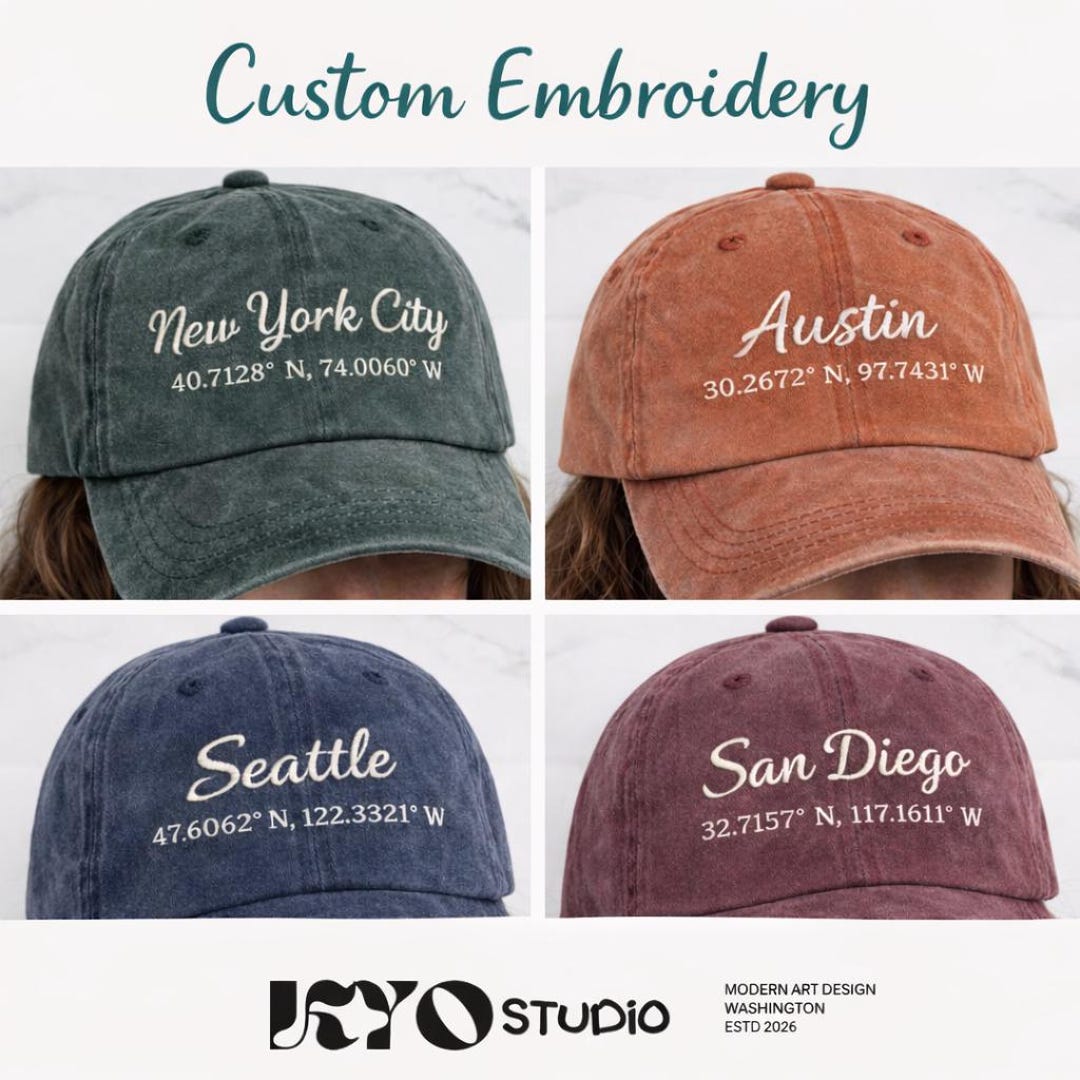 Personalized Embroidered Hat – Custom Text – Pigment Dyed Cotton Cap - Etsy