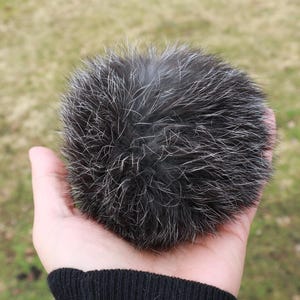 Silver Fox Rabbit Real Fur Pom Pom For Hats (Removeable With Button)