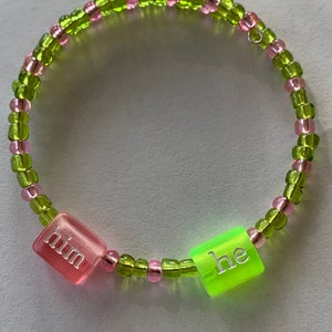 Reversible He/Him She/Her Pronoun Seed Bead Wrap Bracelet *FREE DOMESTIC SHIPPING*