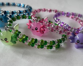 Adorable Axolotl Gradient Ombré Glass Seed Beas Wrap Bracelets *FREE DOMESTIC SHIPPING*