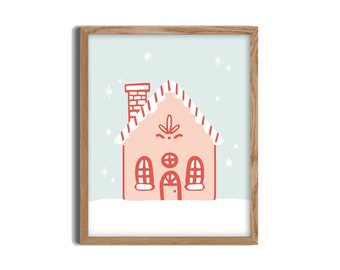 Printable Pink Christmas Wall Art - Christmas Sign, Printable Art, Pink Gingerbread, Christmas Wall Art, Christmas Printable, Kids Room Art