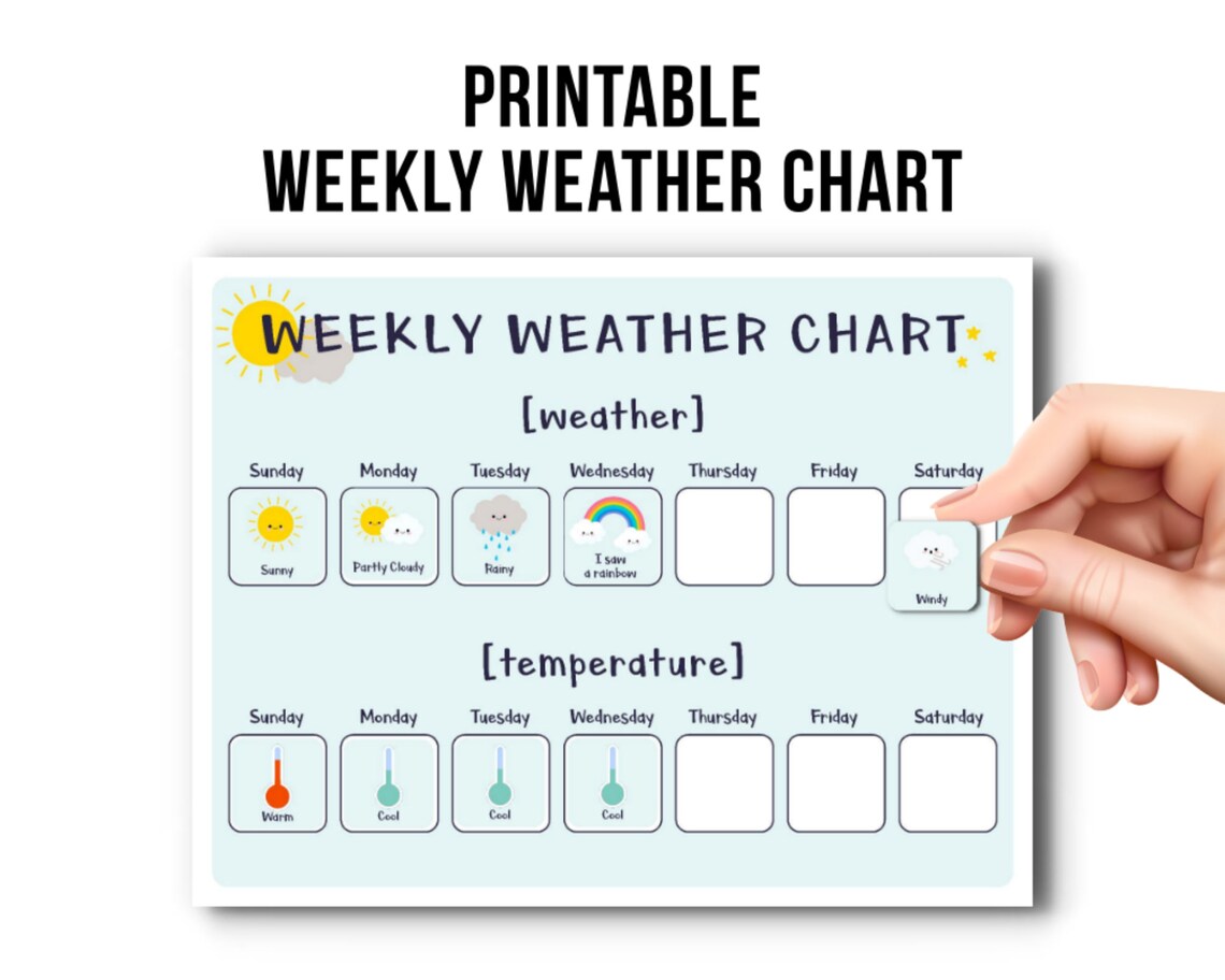 Printable Weekly Weather Chart for Kids Printables for Kids | Etsy