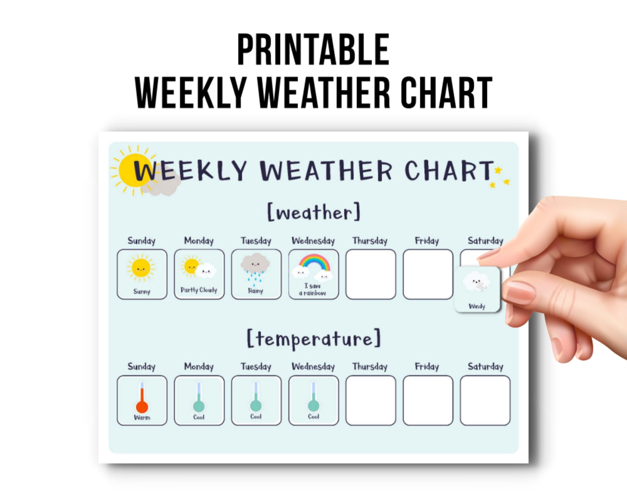 Printable Weekly Weather Chart for Kids Printables for Kids - Etsy