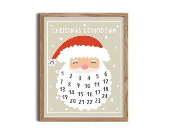 Printable Christmas Countdown - Christmas Sign, Printable Art, Countdown to Christmas, Christmas Decor, Christmas Printable, Santa