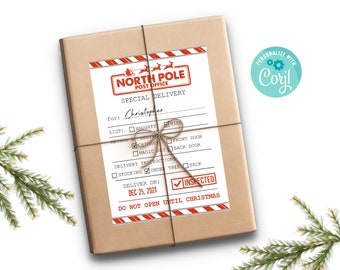 Printable North Pole Shipping Labels - Printable Christmas Package Labels, Christmas Labels, Kids Printable Christmas Labels, Personalized