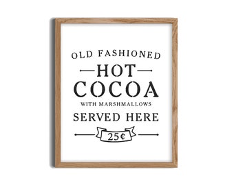Printable Hot Chocolate Bar Sign - Christmas Sign, Printable Art, Hot Cocoa Bar Printable, Christmas Wall Art, Christmas Printable