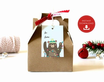 Afdrukbare kerstcadeau tags - afdrukbare kerst tags, kerst cadeau wrap, kerst verpakking, kerst verpakking, vakantie tags