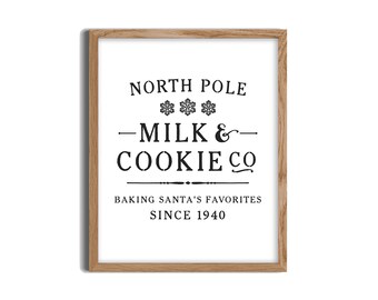 Printable Christmas Wall Art - Christmas Sign, Printable Art, North Pole Cookie Co, Christmas Wall Art, Christmas Printable, Wall Print