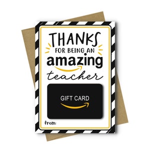 Printable Thank You Gift Card Holder - Printable Thank You Card, Teacher Appreciation, Teacher Thank You, Back to School Gift Card