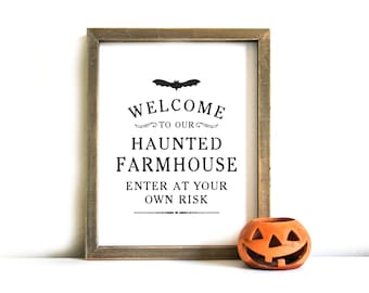 Halloween Printable Sign - Halloween Wall Art, Printable Art, Halloween, Haunted Farmhouse, Halloween Decor, Halloween Printable Art