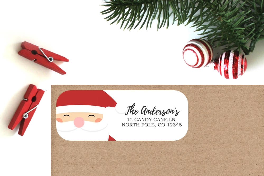 Santa Return Address Labels Set of 16 Santa Labels | Etsy