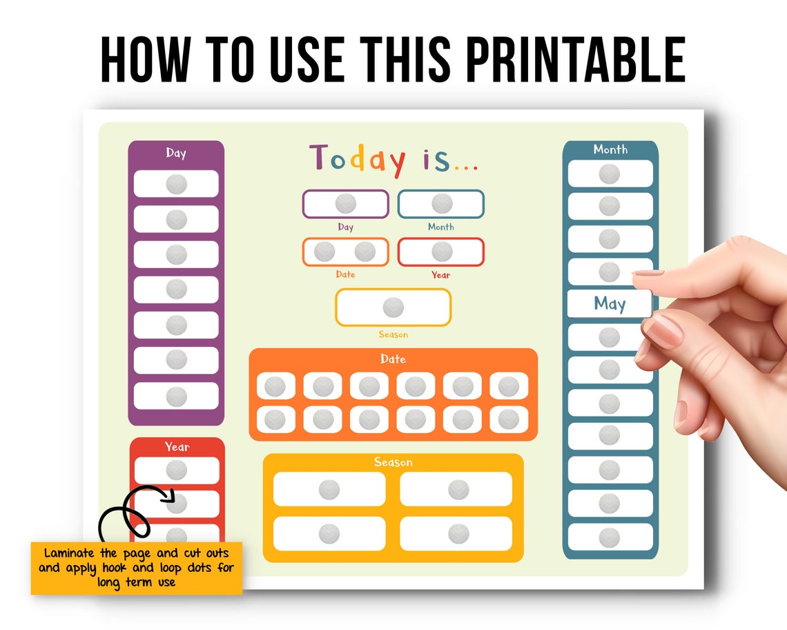 Printable Daily Calendar for Kids Printables for Kids | Etsy