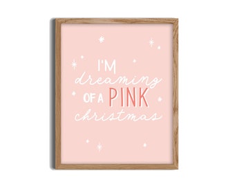 Printable Pink Christmas Wall Art - Christmas Sign, Printable Art, Kids Room, Christmas Wall Art, Christmas Printable, Kids Room Art