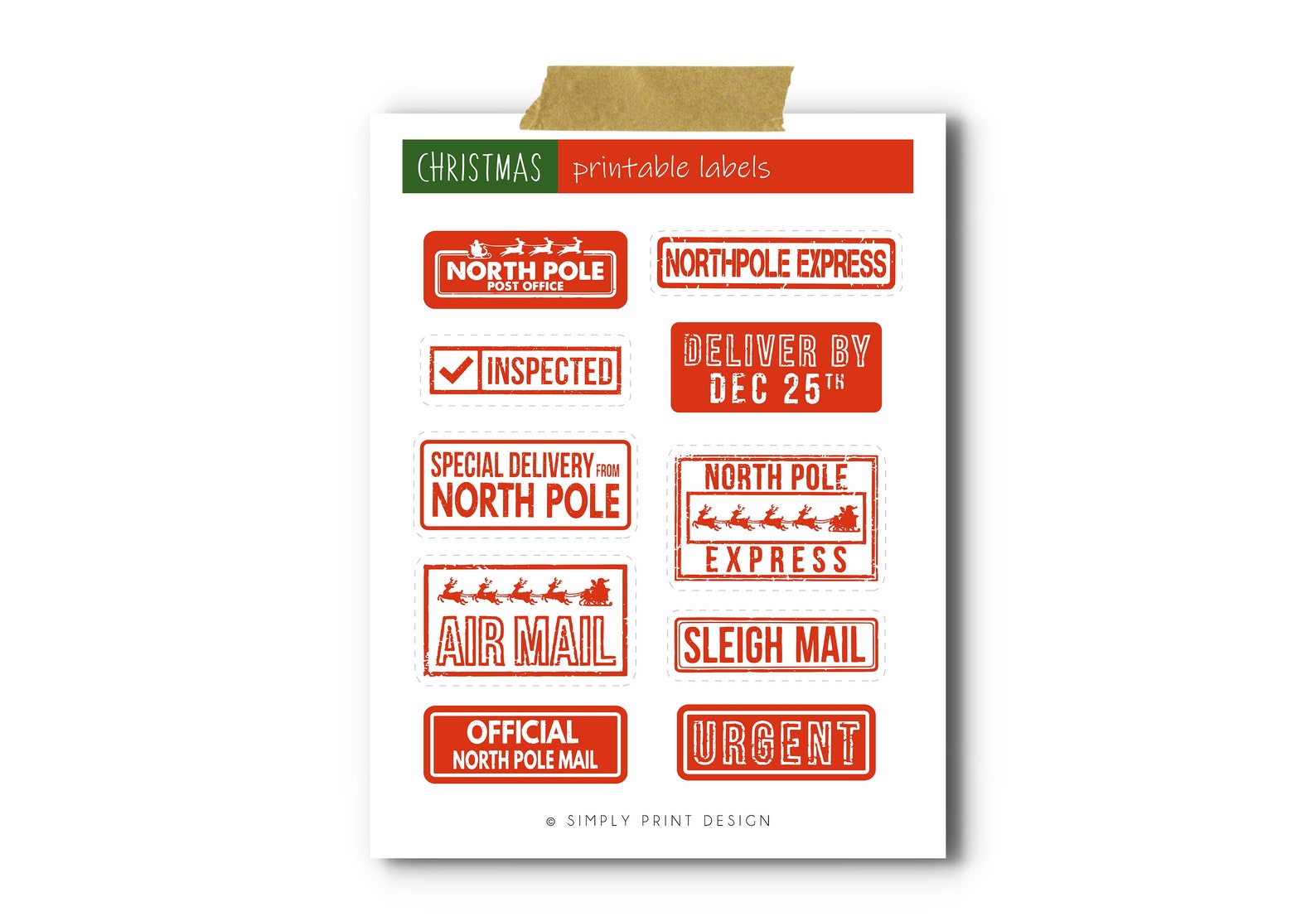 Printable North Pole Shipping Labels Printable Christmas Etsy Printable North Pole Shipping Labels Printable Christmas Etsy