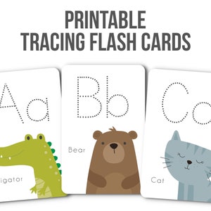 Printable Alphabet Flashcards - Animal Alphabet, Printable Alphabet Cards, Alphabet Tracing, Handwriting Practice, Pre-K, Kindergarten, ABC
