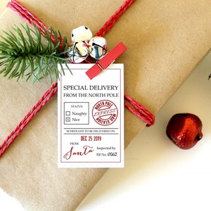 Printable North Pole Christmas Gift Tags Printable Christmas Tags, Santa Gift Tags, Christmas Wrapping, Gift Wrap, North Pole Tags image 2