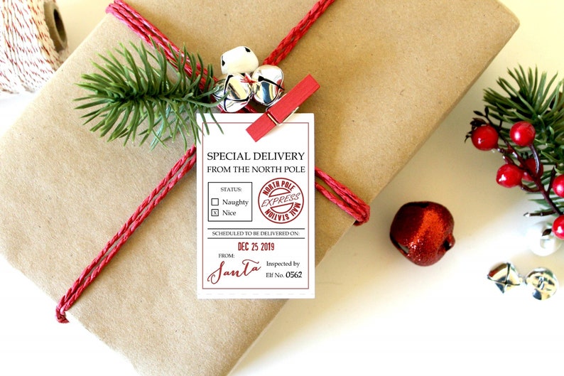 Printable North Pole Christmas Gift Tags Printable Christmas Tags, Santa Gift Tags, Christmas Wrapping, Gift Wrap, North Pole Tags image 2