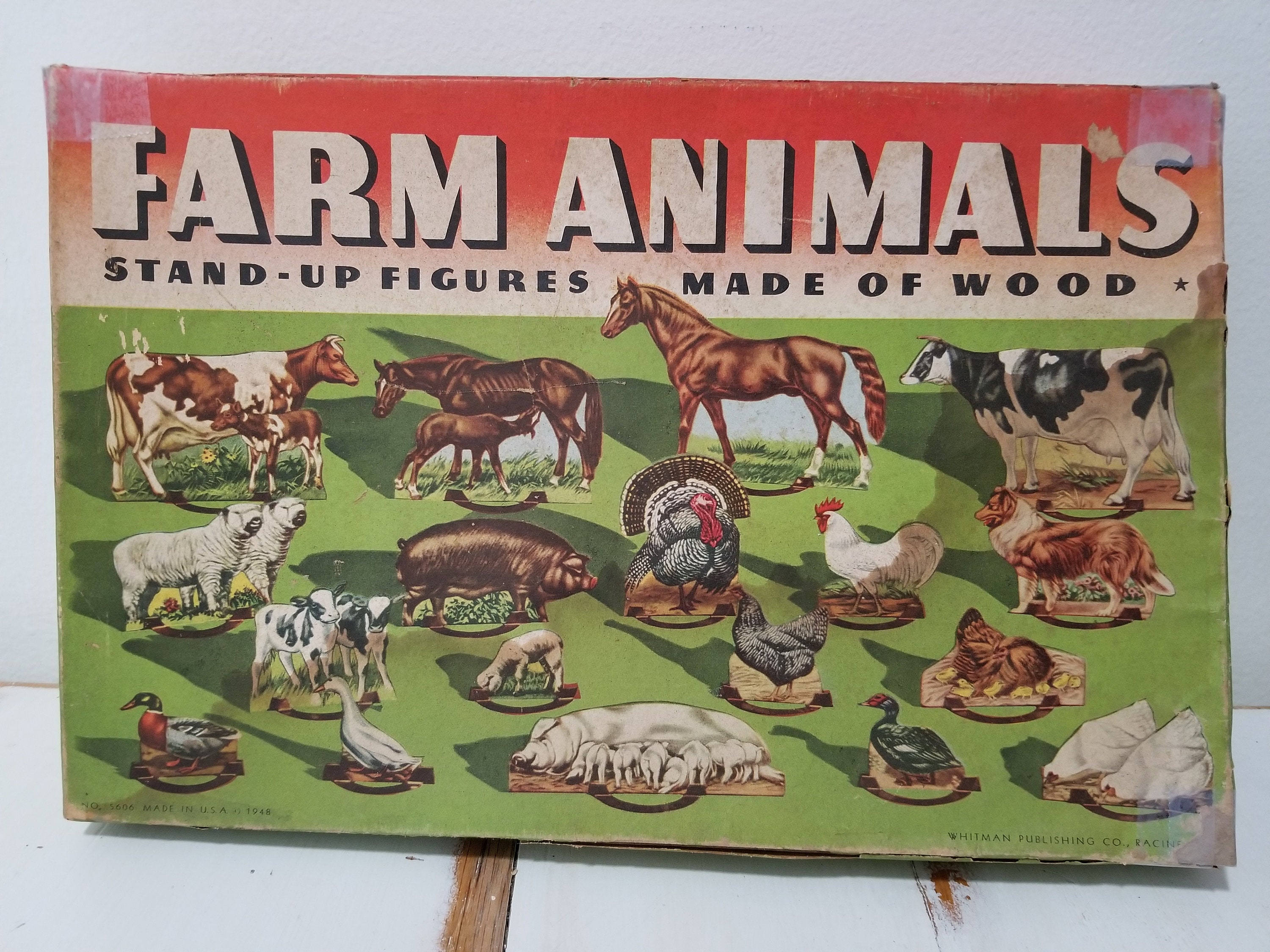 Vintage Whitman Stand Up Farm Animals complete set of 18 Etsy