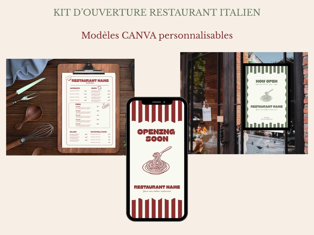 Kit Ouverture Restaurant Italien, Menus Affiches Et Instagram, Modèles ...