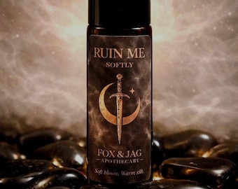 Ruin Me Softly Perfume – Warm Skin Amber, Jasmine, Dark Romance Oil Fragrance | Crystal Charged