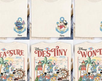 Magliette personalizzate per la crociera Disney 2026, crociera retrò con Topolino e amici, maglietta per il viaggio in crociera Disney.