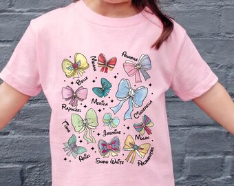 Retro Kokette Bögen Aquarell Disney Prinzessin Jugend Shirts, Magic Kingdom Disneyland Baby Tee