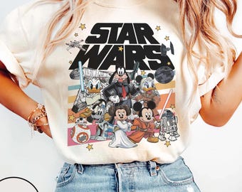 Retro Star Wars Disney Shirt, Mickey Han Solo T-Shirt, Doof Stormtrooper, Donald Duck Jedi