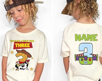 Disney 3. Geburtstag Shirt, Toy Story Cowboy T-Shirt, Drei bis Unendlich und Darüber hinaus Party
