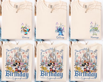 Custom Disney Birthday Crew Comfort Colors Shirt, Family Matching Tee, Disney Birthday Girl Boy Tee