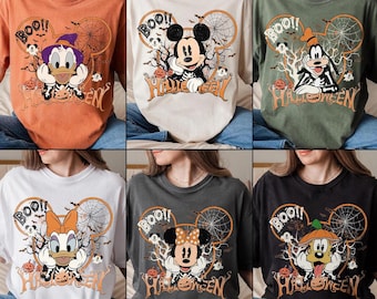 Vintage Disney Halloween Custom All Characters Shirts, Mickey And Friends Halloween Tee