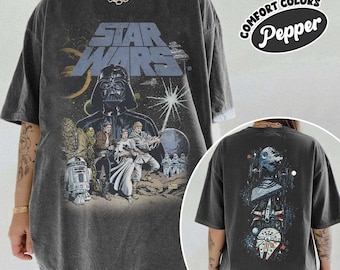 Vintage Star Wars Comfort Colors Shirt, Space Ship Death Star Tee, Galaxy's Edge Darth Vader, Disney World Outfits