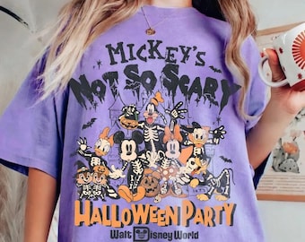 Retro Mickey's Not So Scary Halloween Party 2026 Skeleton Shirt, Disney Halloween Tee