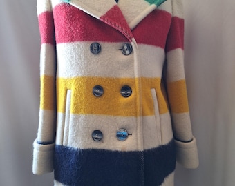 Authentic 1970s Vintage Hudson Bay Blanket Jacket