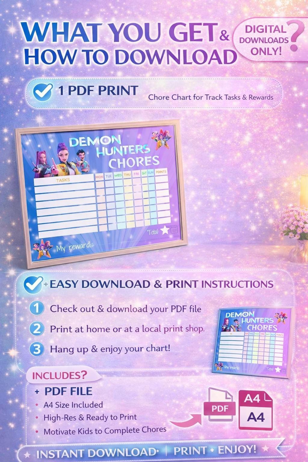 K pop Demon Hunter Chore Chart Kids Teens Reward System instant k-pop-demon-hunter-chore-chart-kids-teens-reward-system-instant