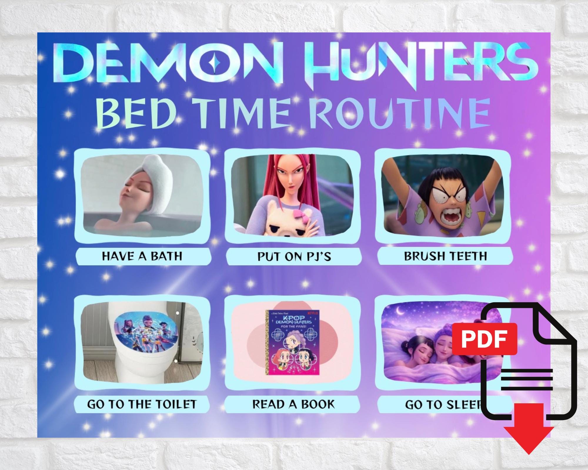 Routine Check Demon K-pop Demon Hunters Routine Chart | Kids Morning & Bedtime (digital ...