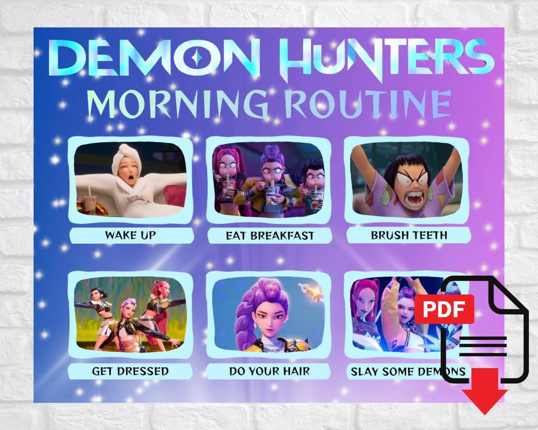 Routine Check Demon K-pop Demon Hunters Routine Chart | Kids Morning & Bedtime (digital ...
