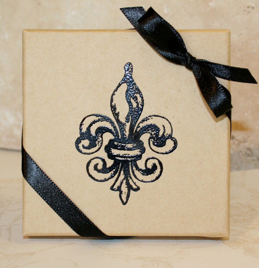 Fleur De Lis Gift Box, Embossed Gift Boxes, Paper Gift Box