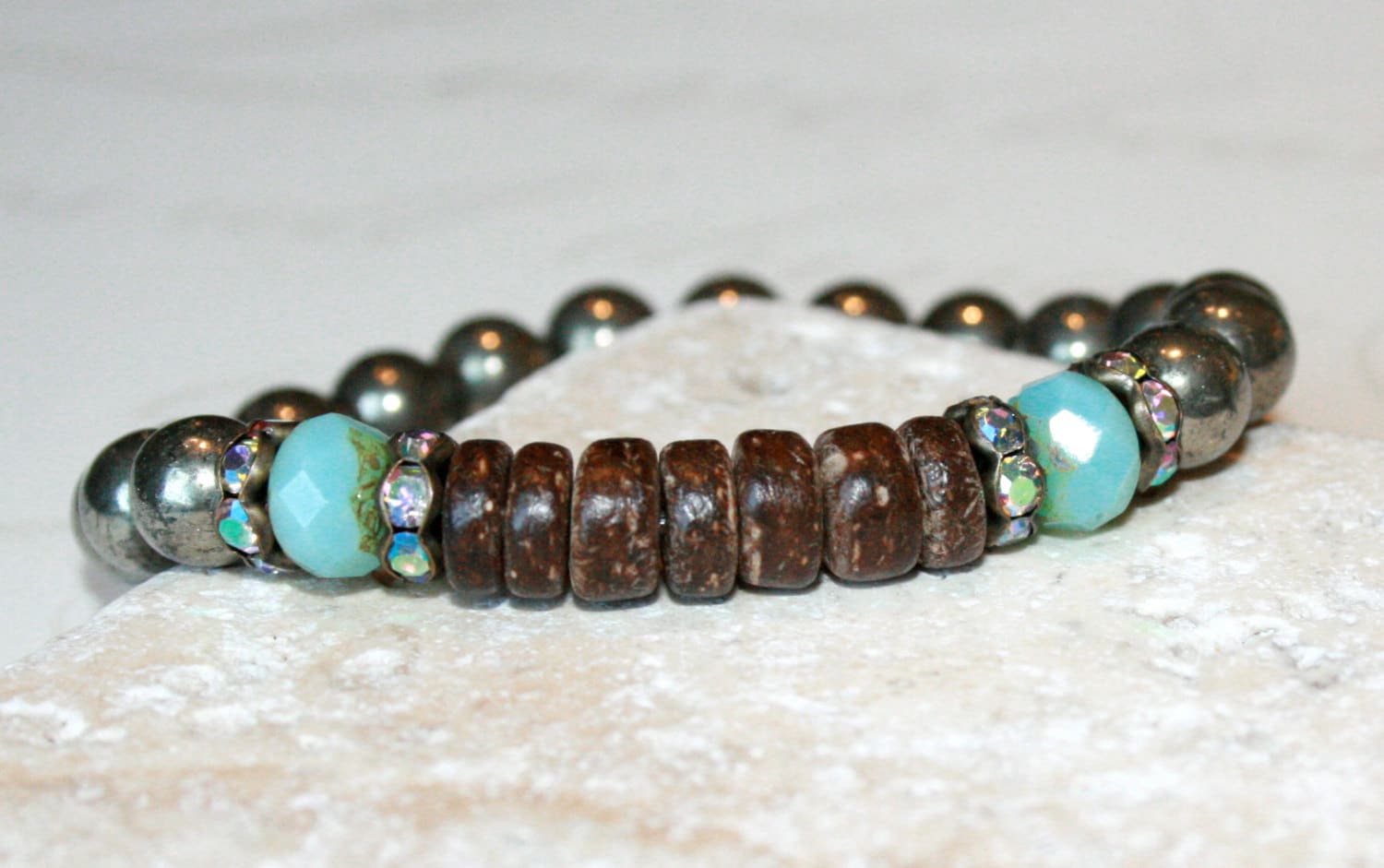 Pyrite Bracelet, Rustic Bracelet, Rustic Gemstone Bracelet, Stacking ...
