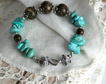 Turquoise bracelet, Turquoise Howlite, Southwest bracelet