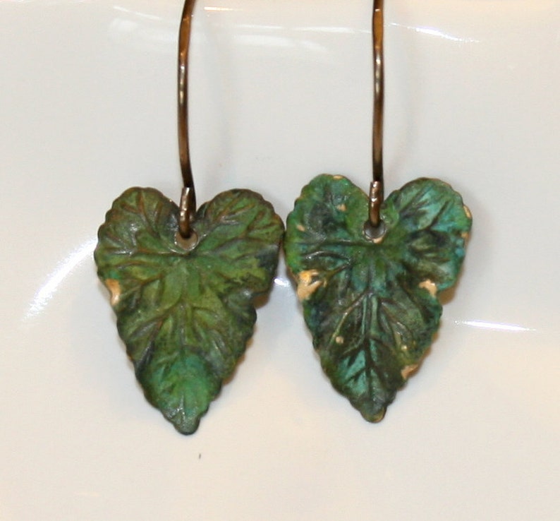Leaf Earrings Woodland Jewelry Rustic Verdigris Patina Fall Etsy
