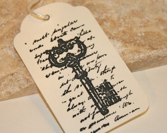 Vintage key gift tag, Set of 12 key tags, Wedding favor tags, Wish tree tags, Wishing tree tag, Party favors