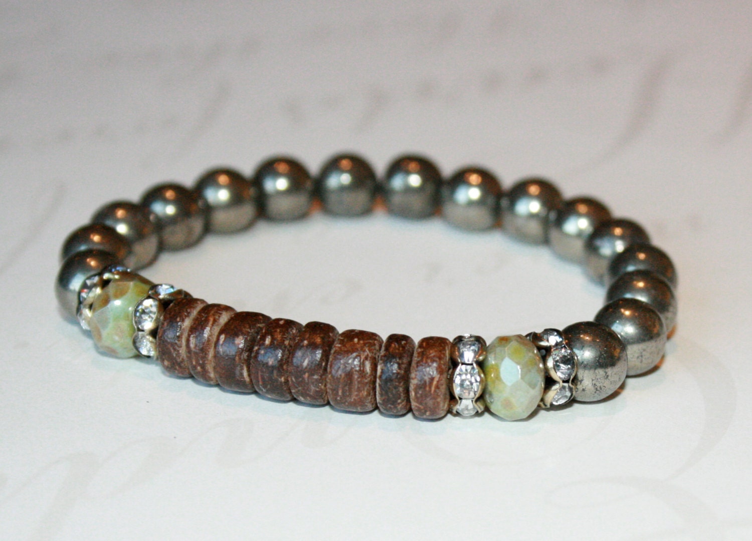Pyrite Bracelet, Rustic Bracelet, Rustic Gemstone Bracelet, Stacking ...