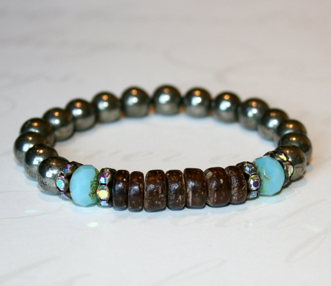 Pyrite Bracelet, Rustic Bracelet, Rustic Gemstone Bracelet, Stacking ...