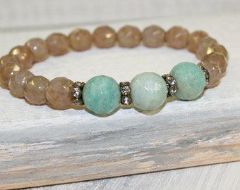 Amazonite bracelet,  Aqua bracelet, Gemstone Bracelet, Stacking bracelet, Yoga jewelry