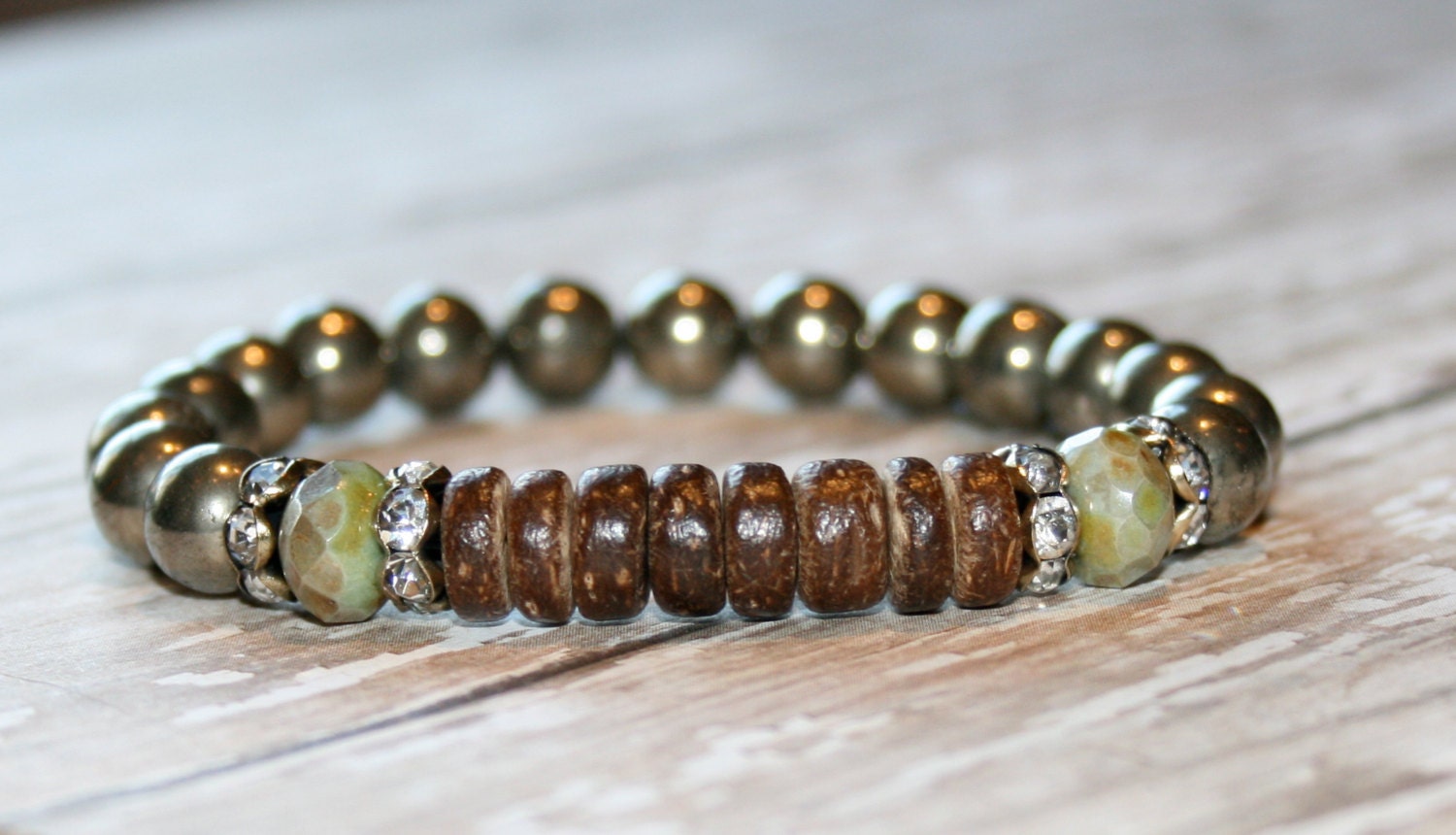 Pyrite Bracelet, Rustic Bracelet, Rustic Gemstone Bracelet, Stacking ...