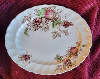 Johnson Brothers Harvest Time Oval Fruit Platter Earthenware England 12" x 10"