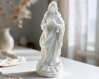 Our Lady of the Immaculate Conception Statue White Resin Statue, 2, 4, 6 Inches