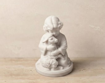 Child Jesus & Lamb | White Resin Figurine | 2", 4", 6" Sizes | Catholic