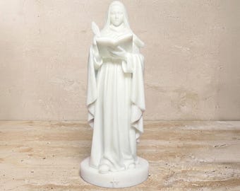 Beeldje van de heilige Hildegard van Bingen | Wit harsbeeldje | Verkrijgbaar in de maten 2", 4" en 6" | Katholiek
